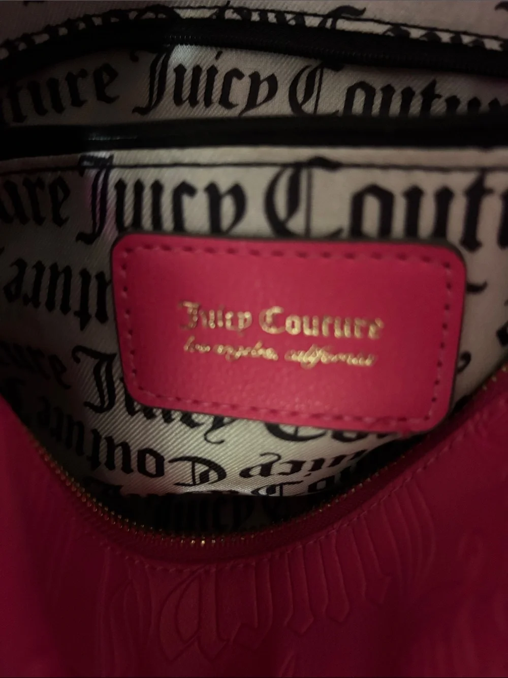 Juicy Couture Bright Pink Embossed Satchel with Heart Tag